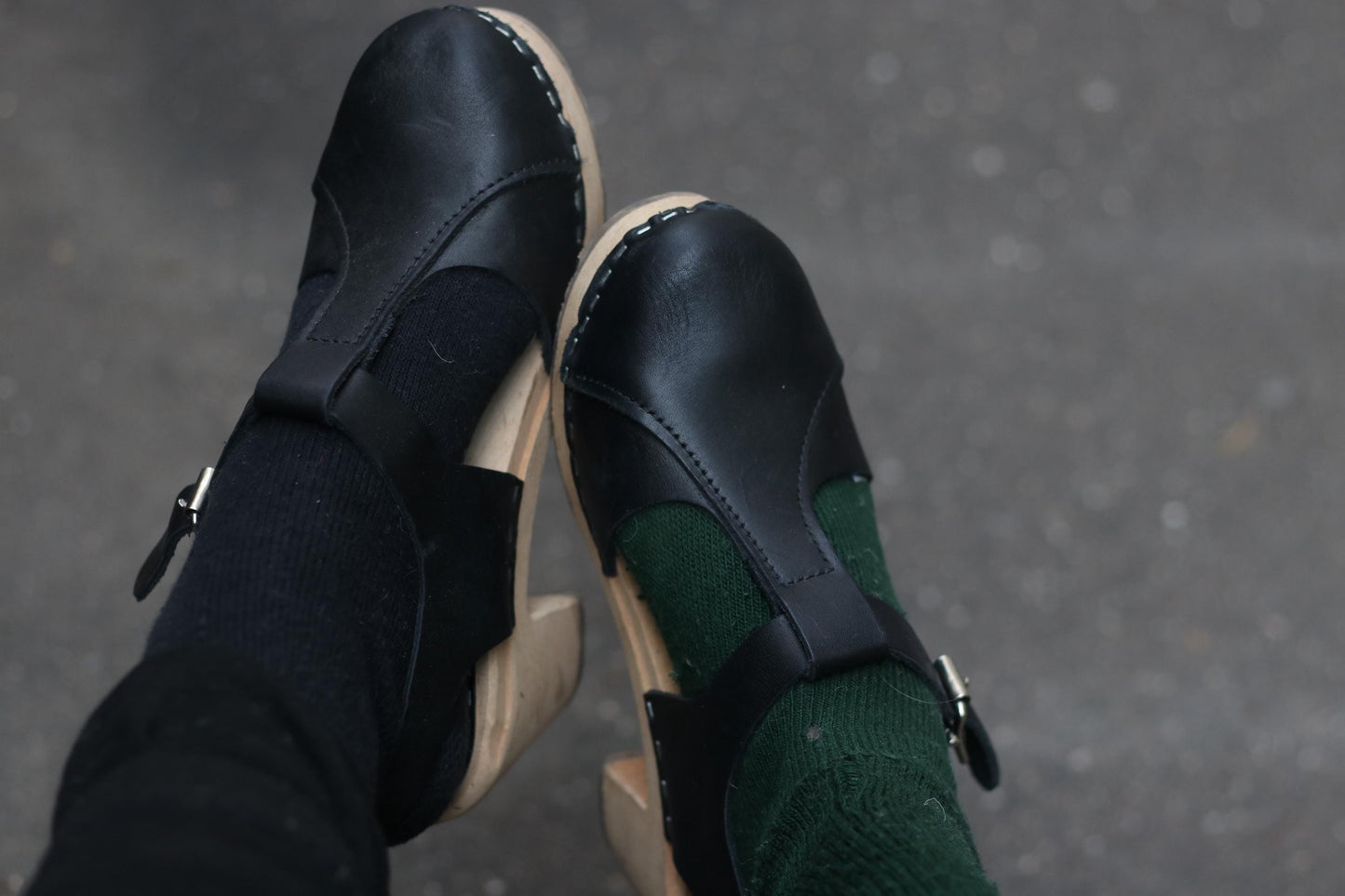 Vintage Swedish Leather Clogs | 90s Sweeks Black Scandinavian Summer Sandals EU38 | Handmade Wooden Sole Shoes
