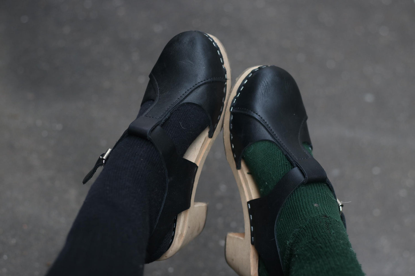 Vintage Swedish Leather Clogs | 90s Sweeks Black Scandinavian Summer Sandals EU38 | Handmade Wooden Sole Shoes