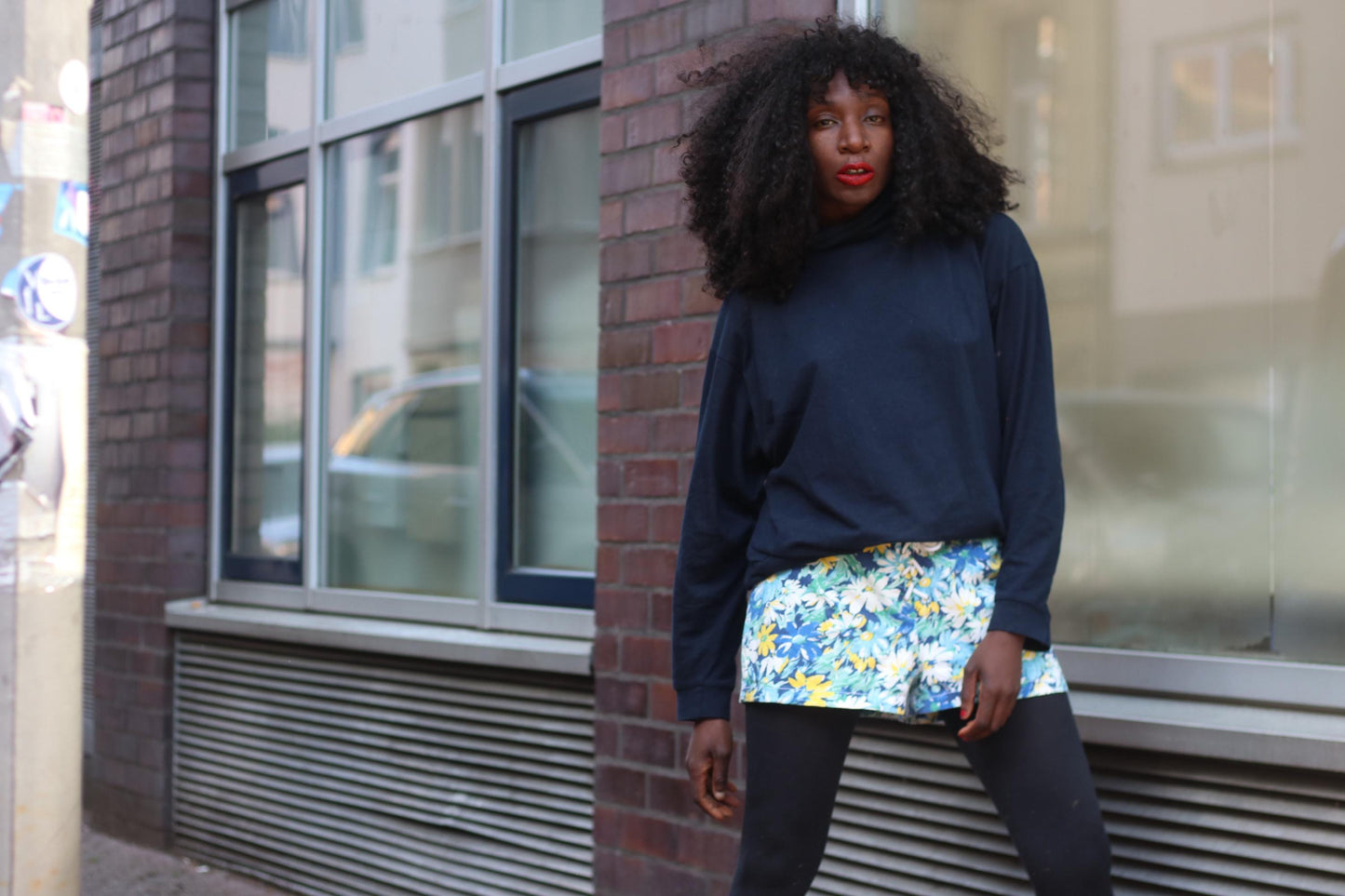 Vintage 90s Floral Shorts | High Waist Cotton Summer Shorts | Drawstring Waist | Blue Yellow Flower Print