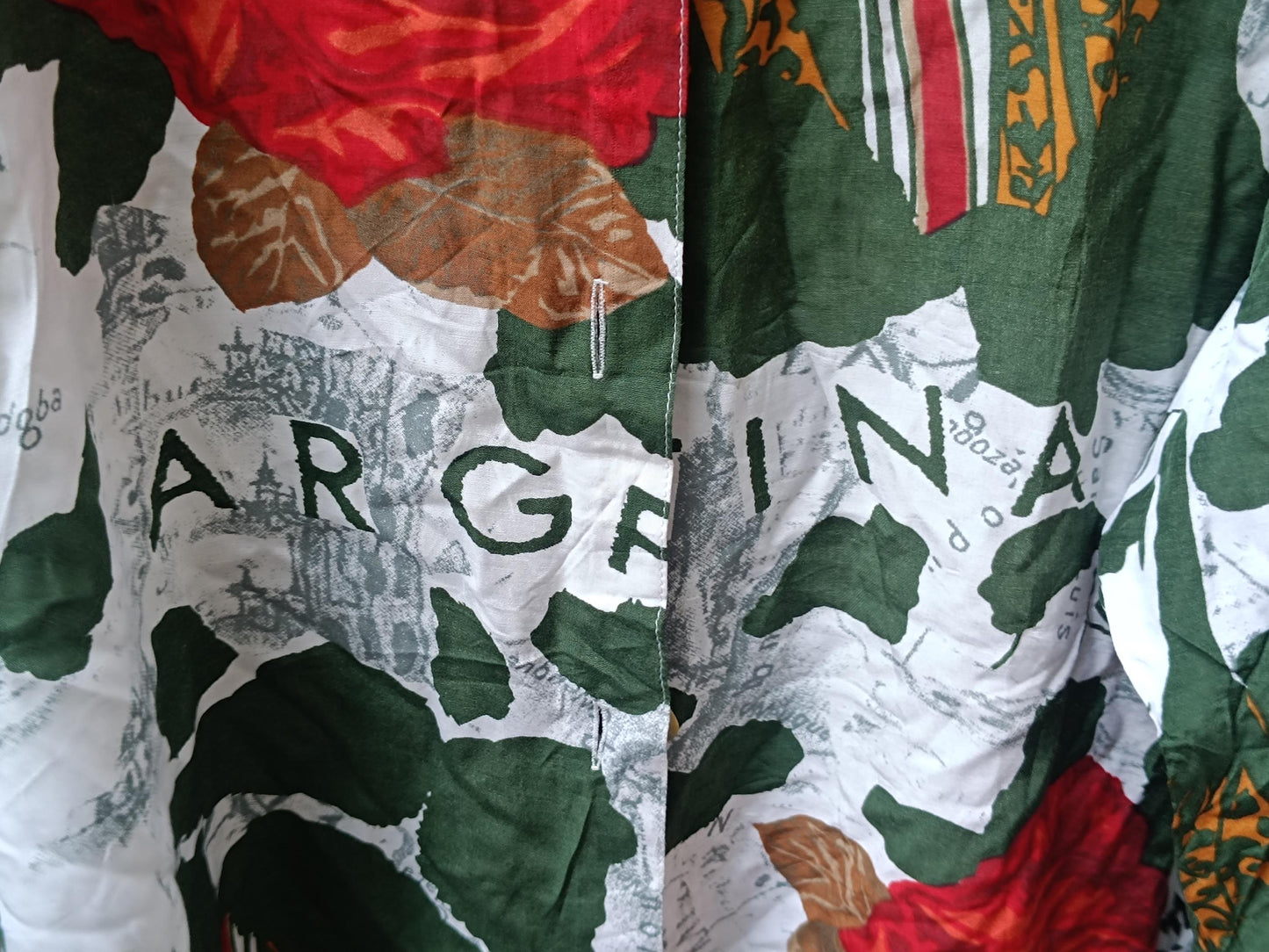 Vintage 90s Floral Blouse | Argentina Print Shirt | Oversized Button Down | Bold Rose Pattern Top | Retro Summer Shirt | Unisex Streetwear