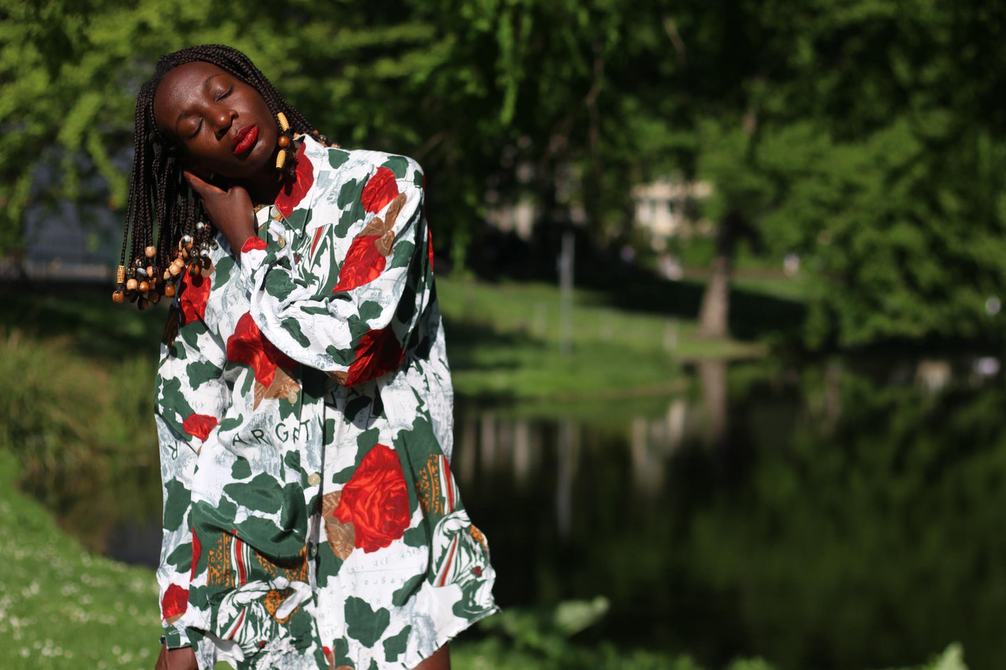 Vintage 90s Floral Blouse | Argentina Print Shirt | Oversized Button Down | Bold Rose Pattern Top | Retro Summer Shirt | Unisex Streetwear