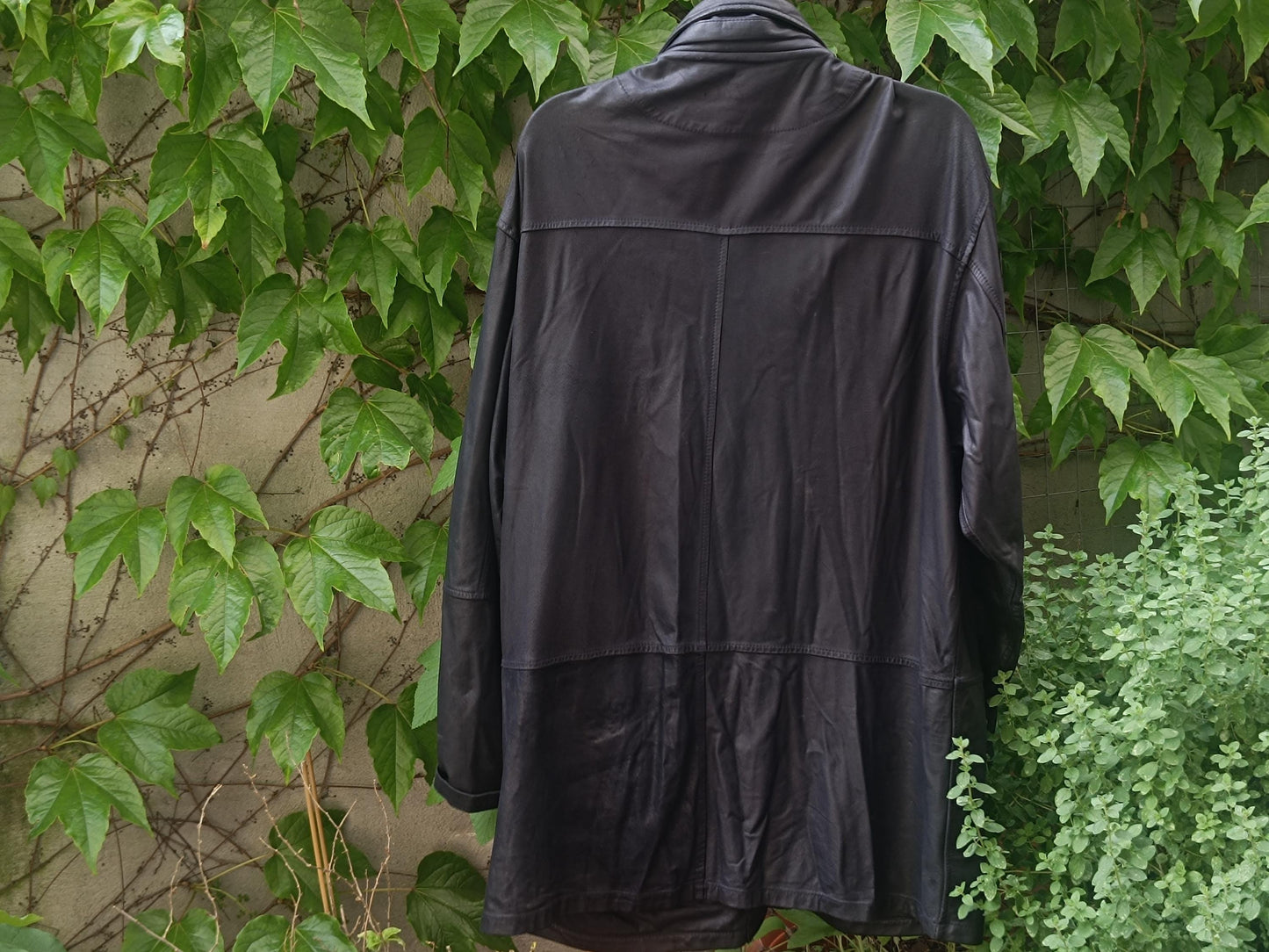 90s Vintage Oversized Leather Trench Coat| Retro Unisex Minimalist Distressed Moto Coat, Grunge Biker Y2K