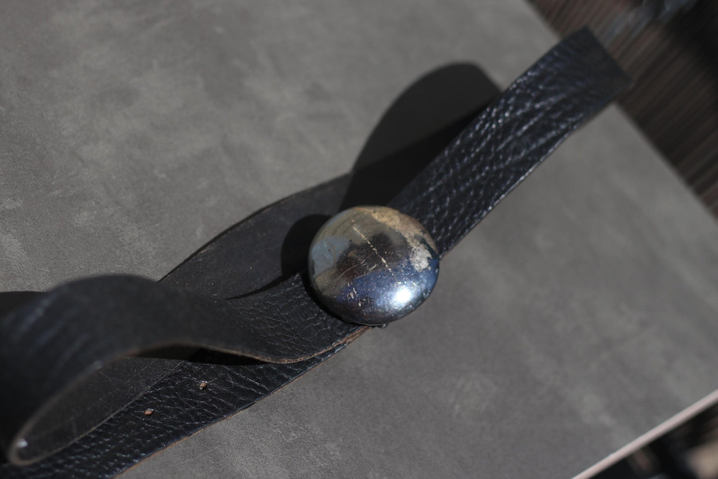 Vintage Black Leather Belt with Distressed Metal Buckle– 80s Rocker Western Biker Style – Statement Punk Grunge Accessory