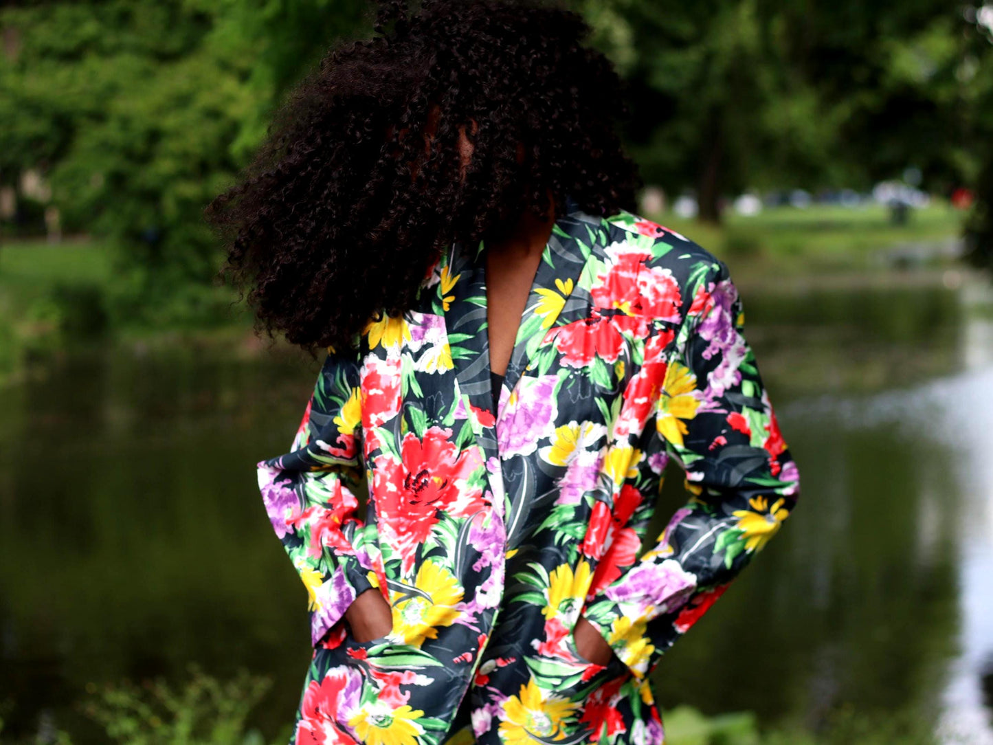 Vintage 90s Floral Blazer| Oversized Tropical Jacket| Vibrant Resort Wear, Dark Academia Aesthetic