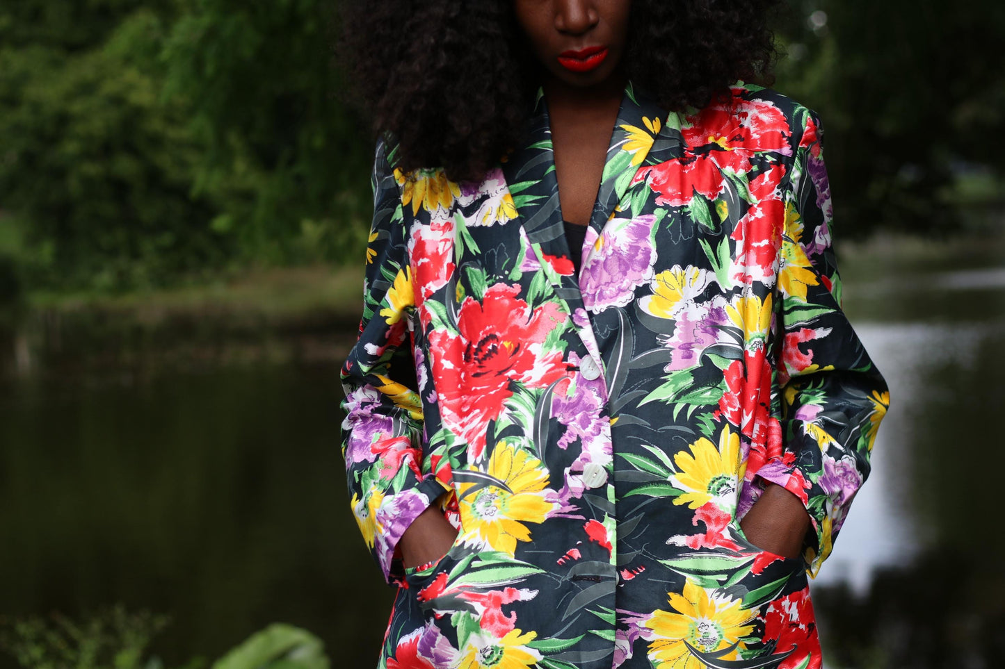 Vintage 90s Floral Blazer| Oversized Tropical Jacket| Vibrant Resort Wear, Dark Academia Aesthetic