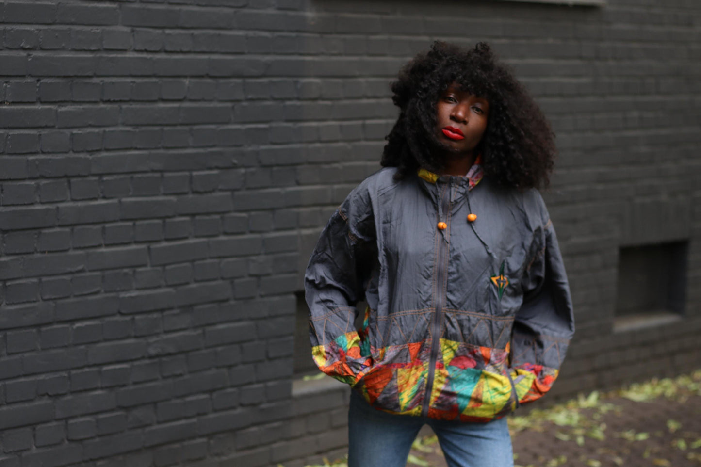 Vintage 90s Windbreaker Jacket Color Block Nylon Zip Up | Unisex Streetwear Retro Festival Coat | Bold Graphic Lightweight Outerwear