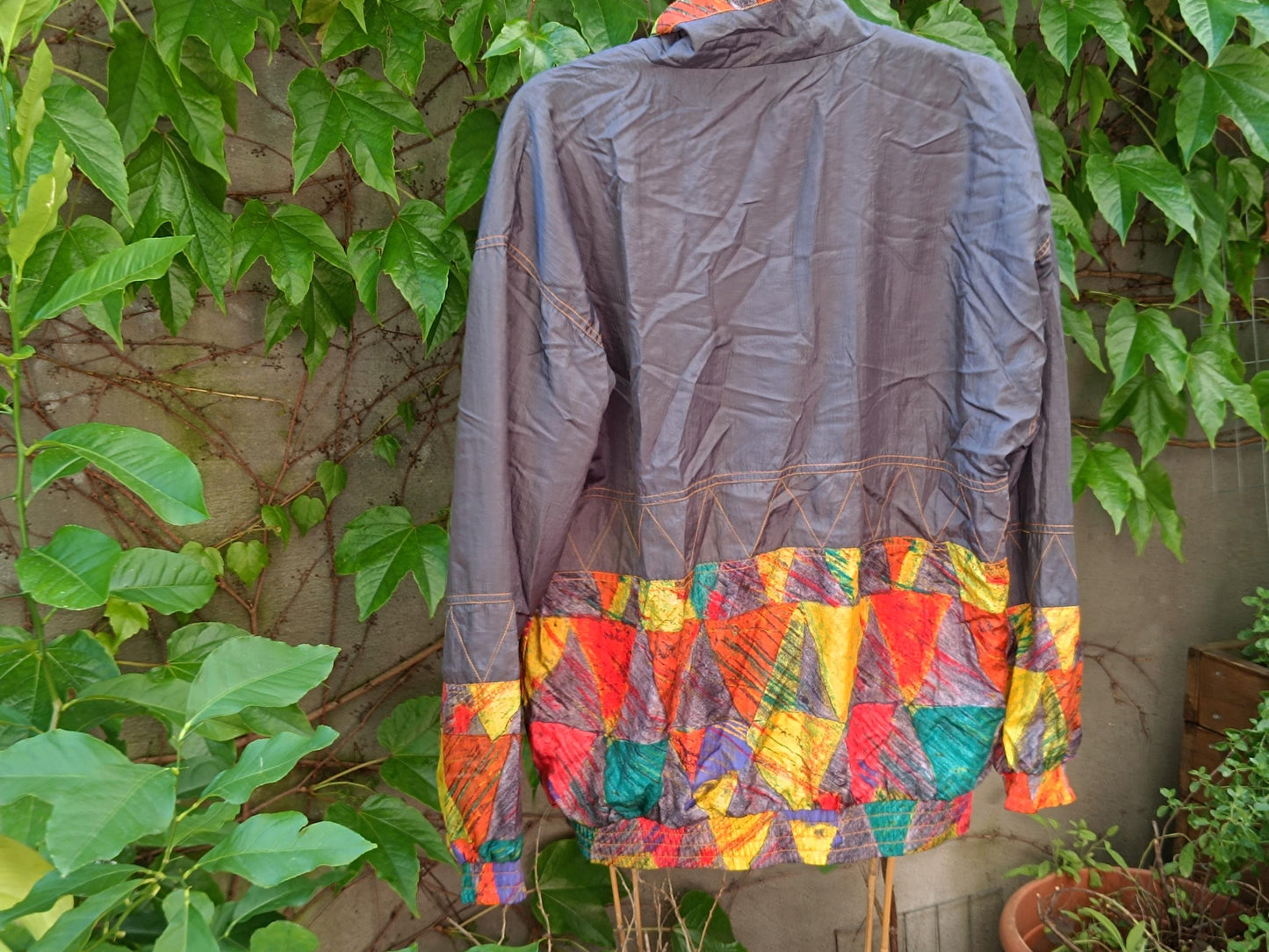 Vintage 90s Windbreaker Jacket Color Block Nylon Zip Up | Unisex Streetwear Retro Festival Coat | Bold Graphic Lightweight Outerwear