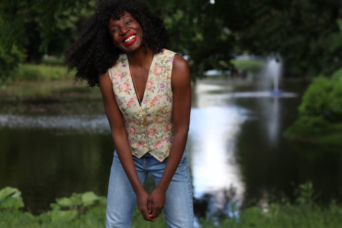 Vintage 90s Floral Vest | Tapestry Waistcoat Top | Cottagecore Granny Chic Style | Button Front Fitted Layer | Retro Festival Fashion