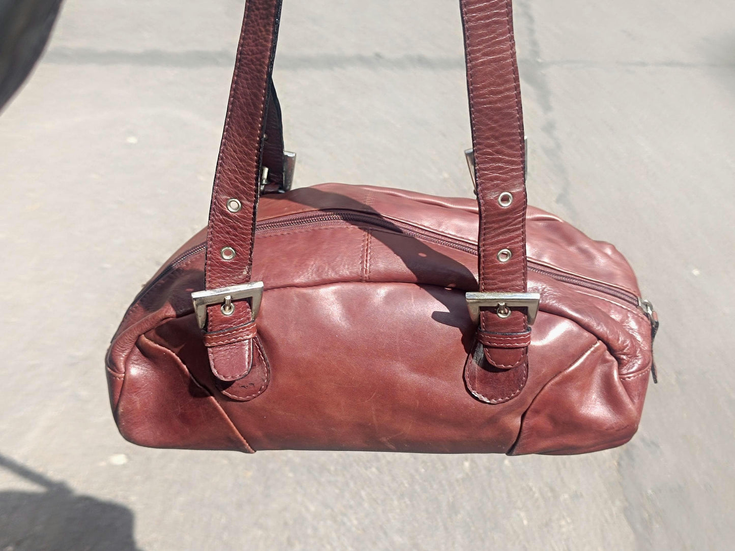 Vintage Brown Leather Handbag | Y2k Classic Soft Leather Purse | Structured Retro Shoulder Bag | Retro Satchel | Minimalist Tote