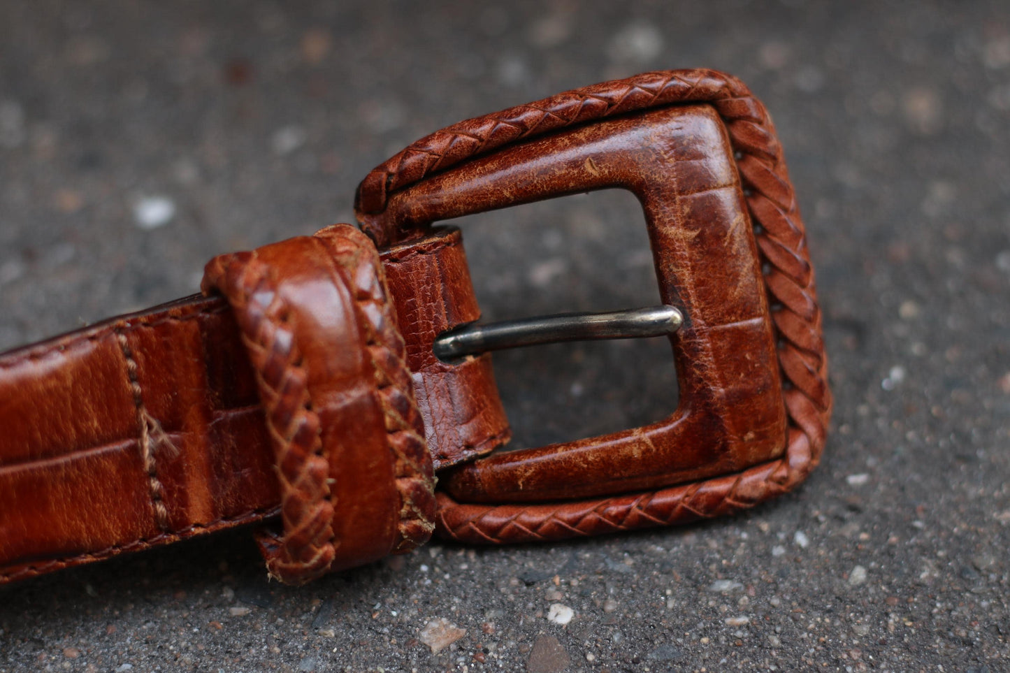 90s Brown Belt | Women's Vintage boho chic belt with Statement Buckle|
