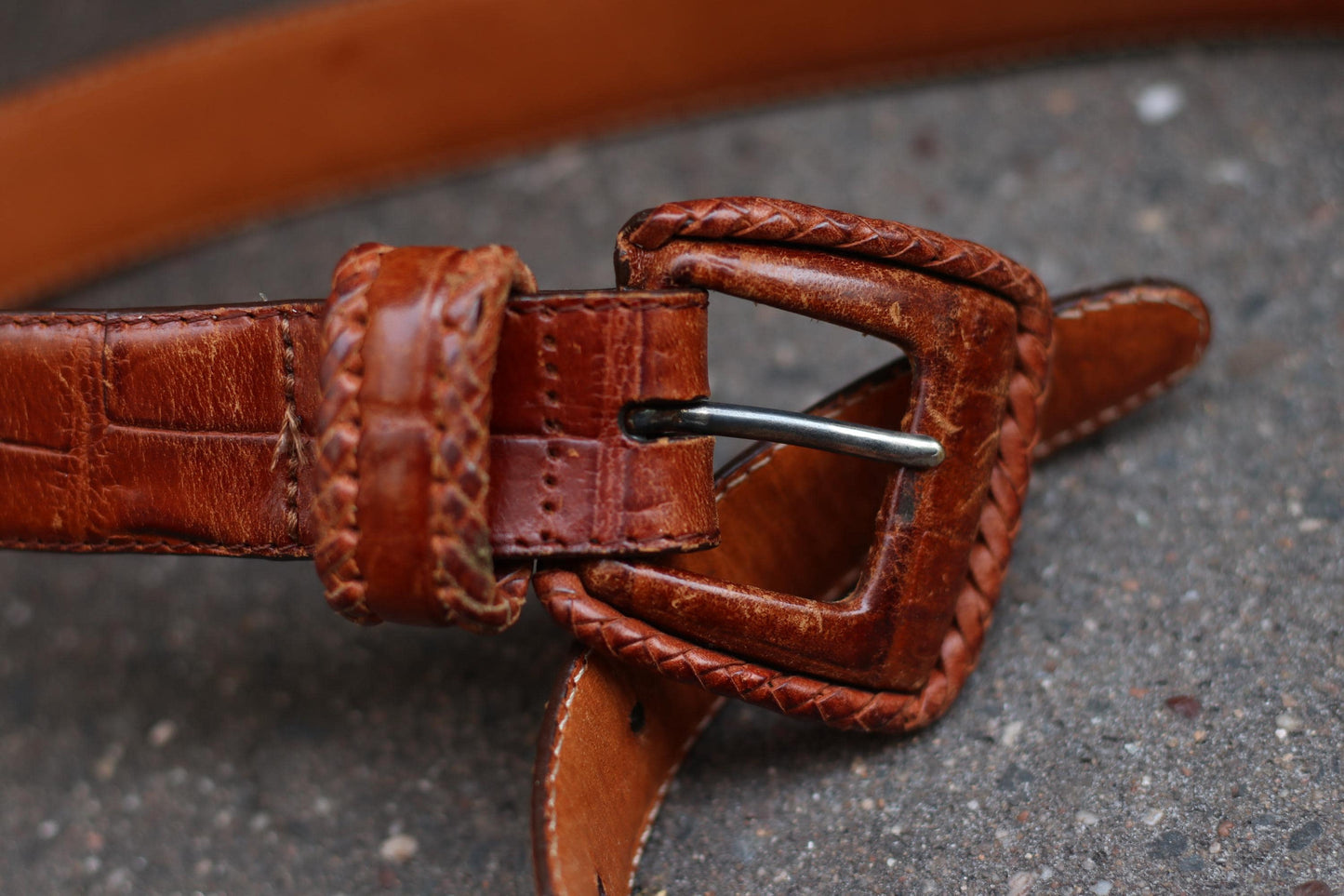 90s Brown Belt | Women's Vintage boho chic belt with Statement Buckle|