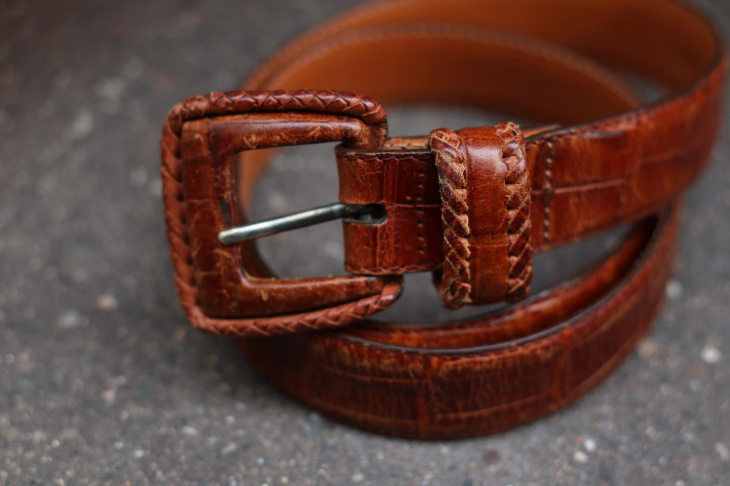 90s Brown Belt | Women's Vintage boho chic belt with Statement Buckle|