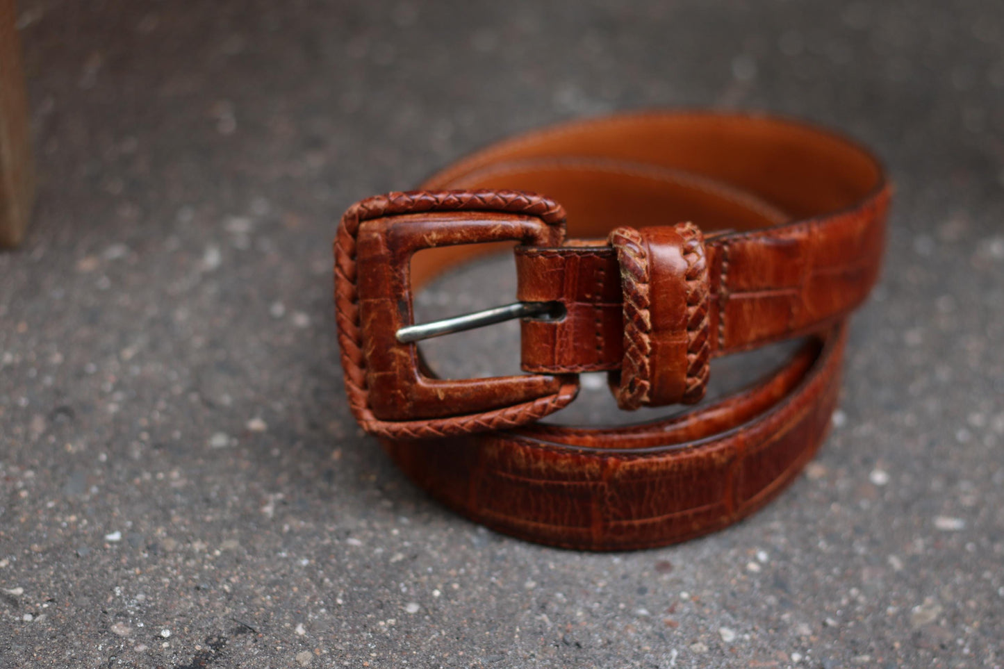 90s Brown Belt | Women's Vintage boho chic belt with Statement Buckle|