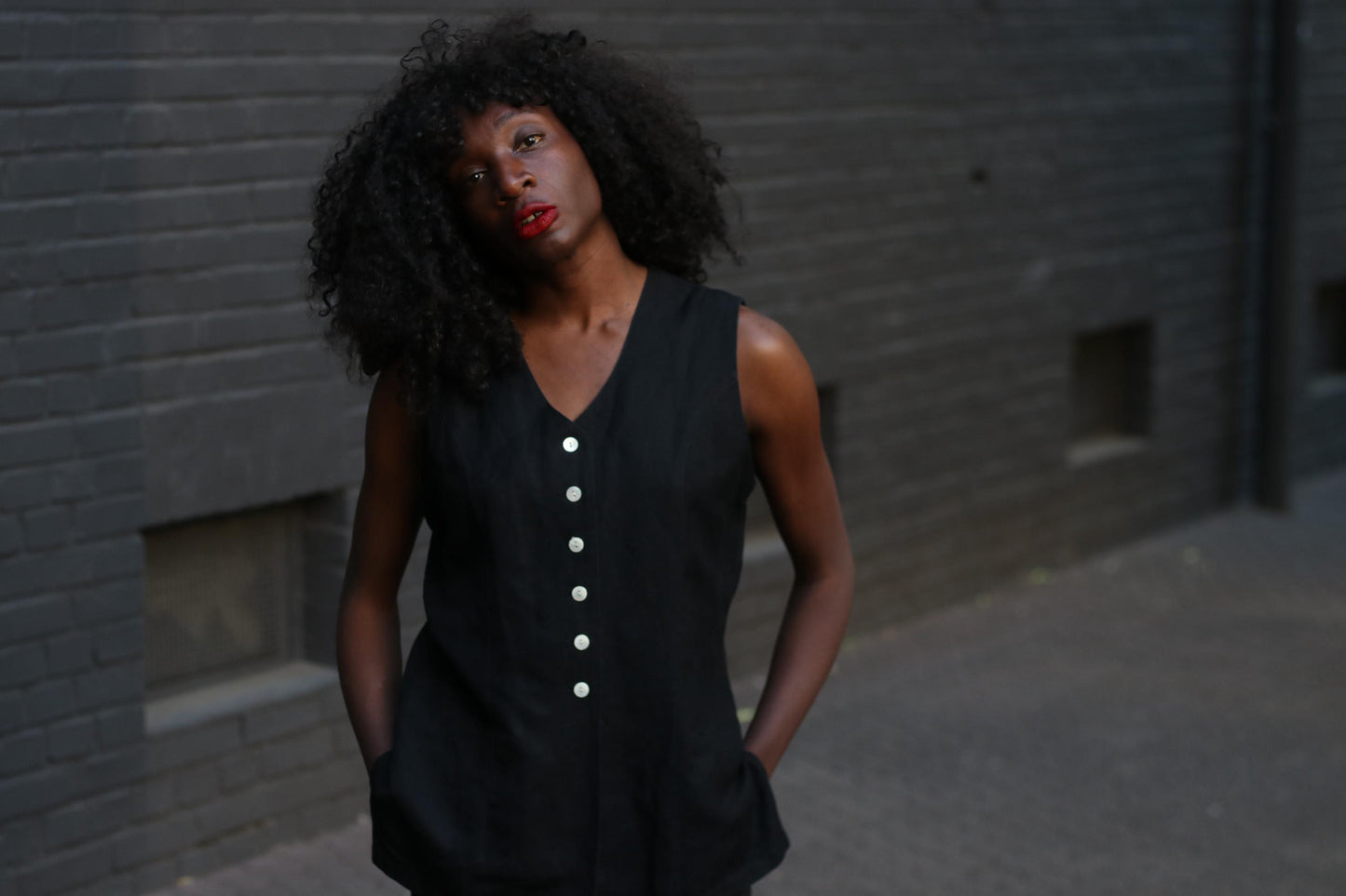 Vintage Black Linen Blend Vest Top | Minimalist Sleeveless Button Down | Linen Shirt Women | Summer Layering Staple | XS S M