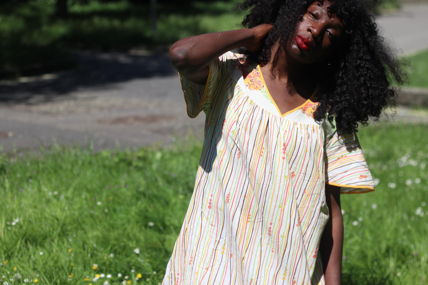 Vintage 70s Boho Midi Dress | Hippie Festival Gown | Short Sleeve Floral Romantic Prairie Style | Small
