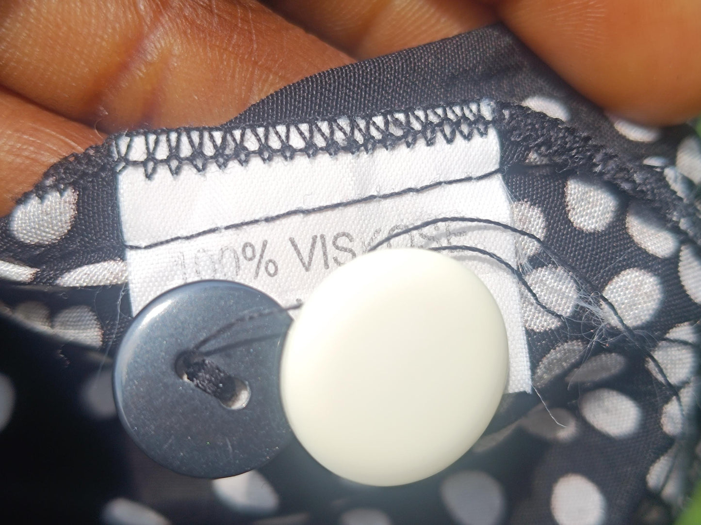 Vintage Polka Dot Blouse | 90s Black White Short Sleeve Shirt | Retro Collar Print Top | Unisex Minimalist Button-Up | Size M