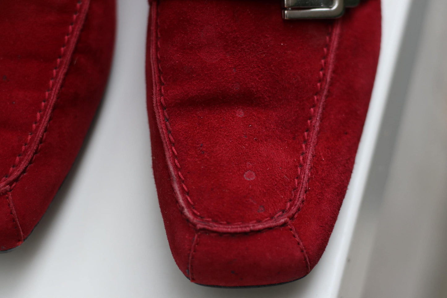 Vintage Peter Kaiser Red Suede Loafers, Size 38, Silver Buckle Detail, Classic Italian Style Flats, Y2K Chic