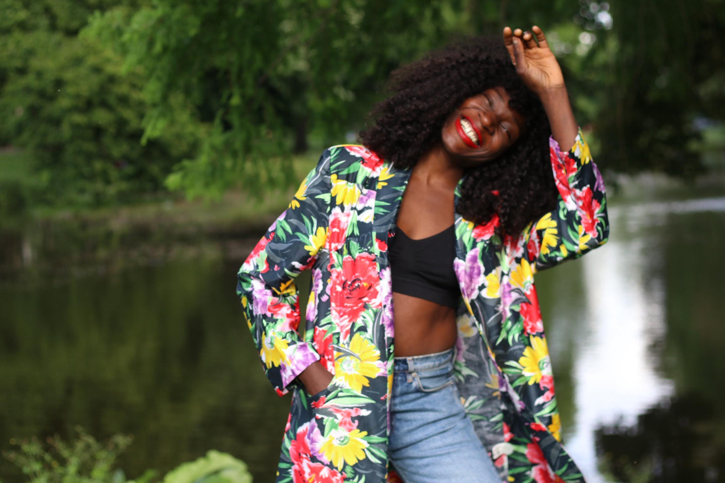 Vintage 90s Floral Blazer| Oversized Tropical Jacket| Vibrant Resort Wear, Dark Academia Aesthetic