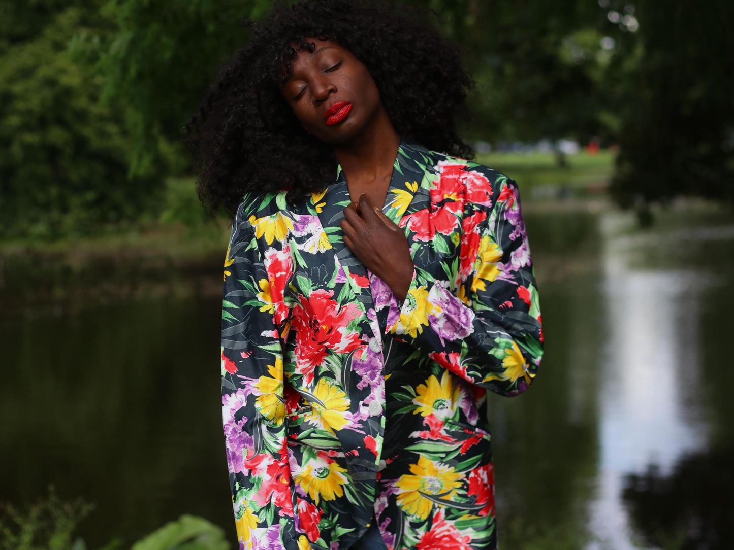 Vintage 90s Floral Blazer| Oversized Tropical Jacket| Vibrant Resort Wear, Dark Academia Aesthetic