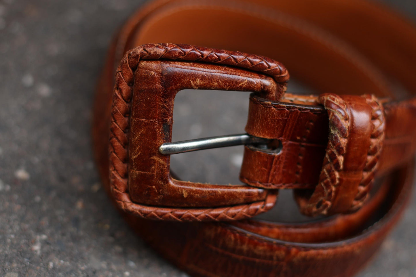 90s Brown Belt | Women's Vintage boho chic belt with Statement Buckle|