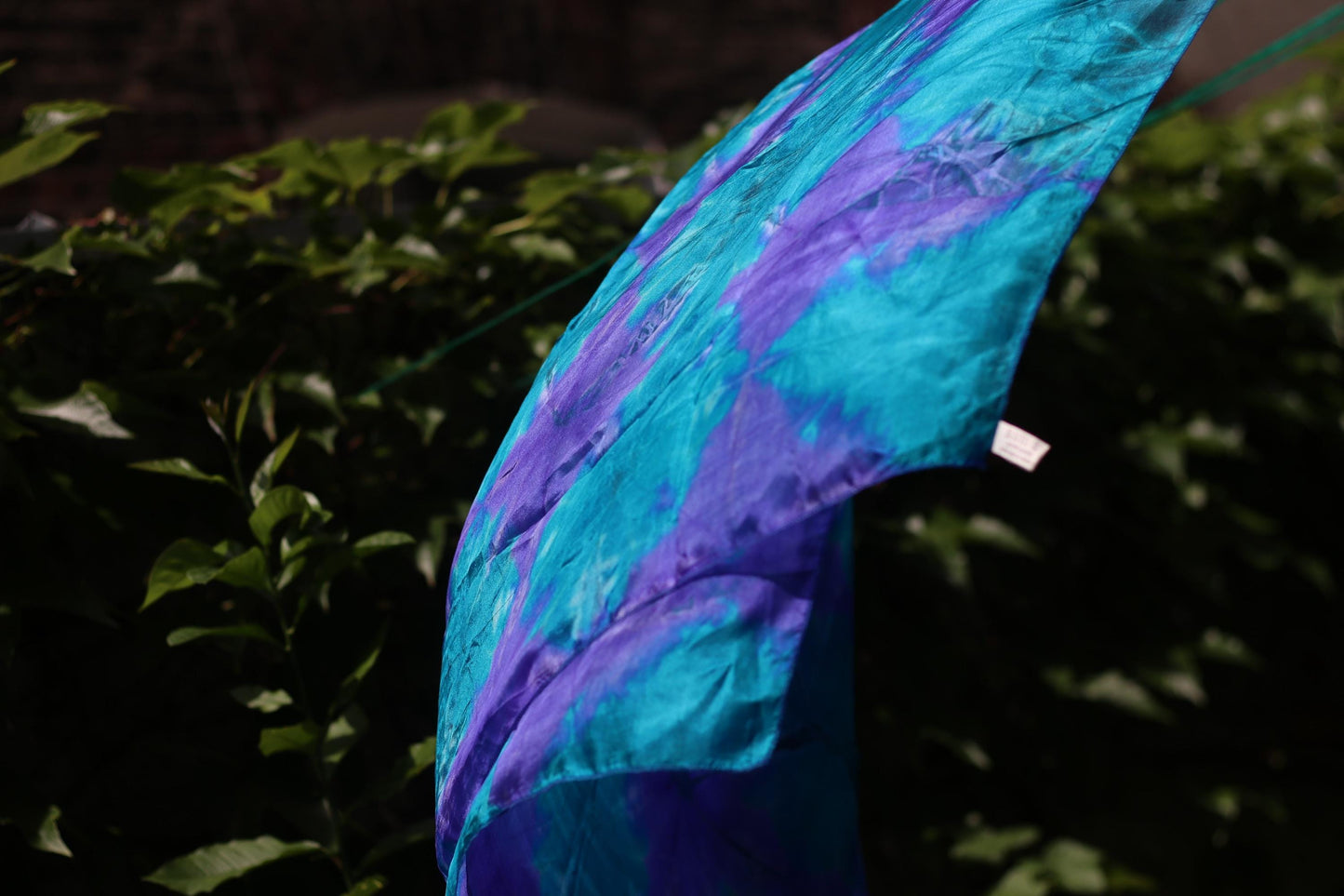 Vintage Tie-Dye Silk Scarf | Boho Blue Purple Ombre Foulard | Hand-Dyed Lightweight Wrap | 80s 90s Bohemian Neck Accessory