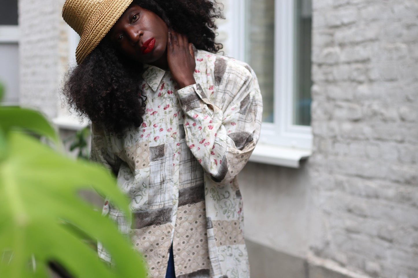 Vintage 90s Patchwork Blouse | Floral Print Oversized Shirt | Grunge Cottagecore Grandpa Style | Mixed Print Button Down Top S/M