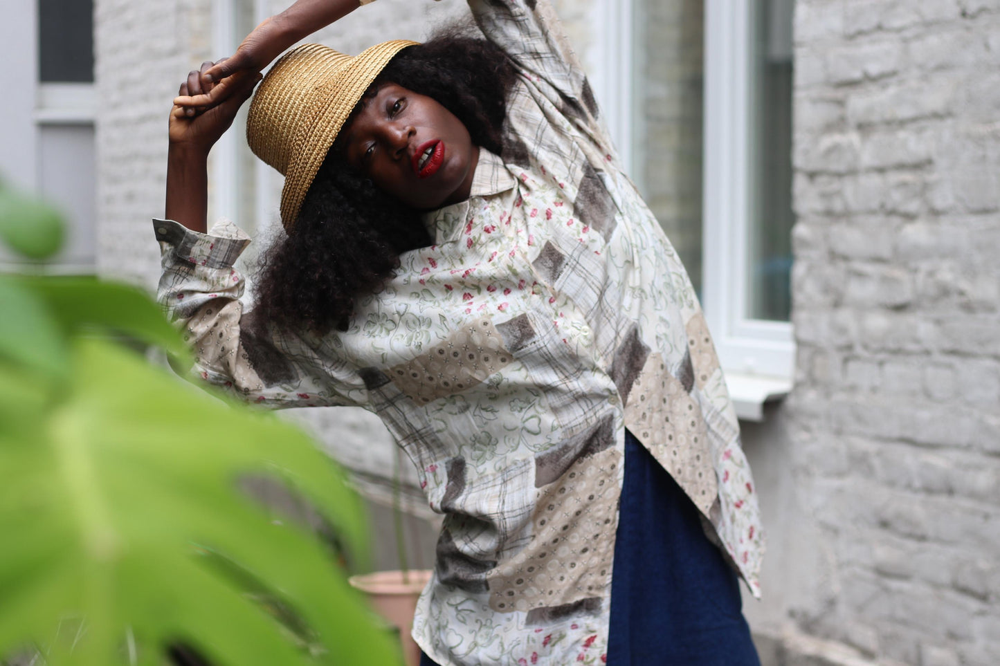 Vintage 90s Patchwork Blouse | Floral Print Oversized Shirt | Grunge Cottagecore Grandpa Style | Mixed Print Button Down Top S/M