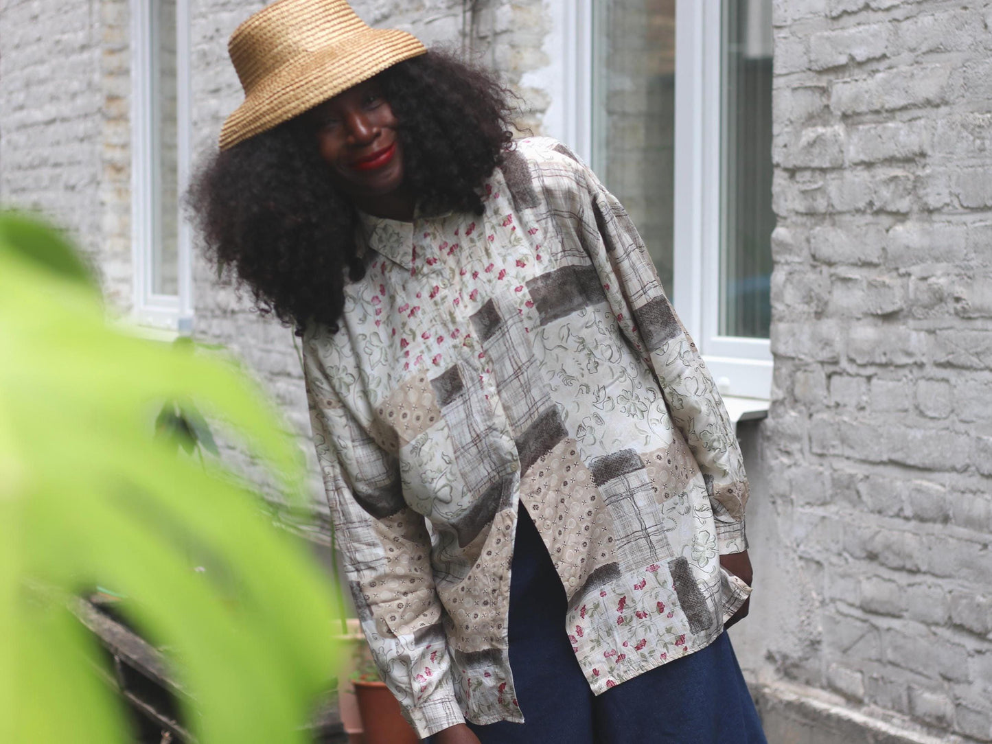 Vintage 90s Patchwork Blouse | Floral Print Oversized Shirt | Grunge Cottagecore Grandpa Style | Mixed Print Button Down Top S/M