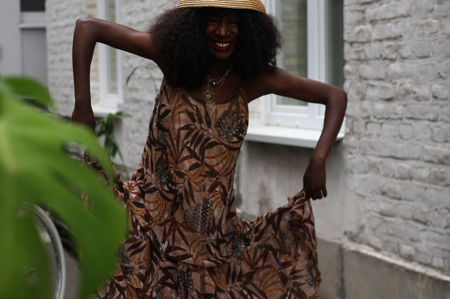 Vintage 90s Ruffle Slip Dress | Tropical Print Midi | Boho Sheer Layers | Earth Tones Festival Dress | Adjustable Straps | Size M/L