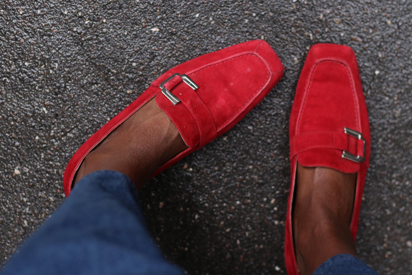 Vintage Peter Kaiser Red Suede Loafers, Size 38, Silver Buckle Detail, Classic Italian Style Flats, Y2K Chic