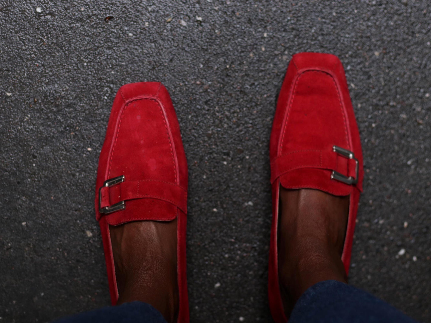 Vintage Peter Kaiser Red Suede Loafers, Size 38, Silver Buckle Detail, Classic Italian Style Flats, Y2K Chic