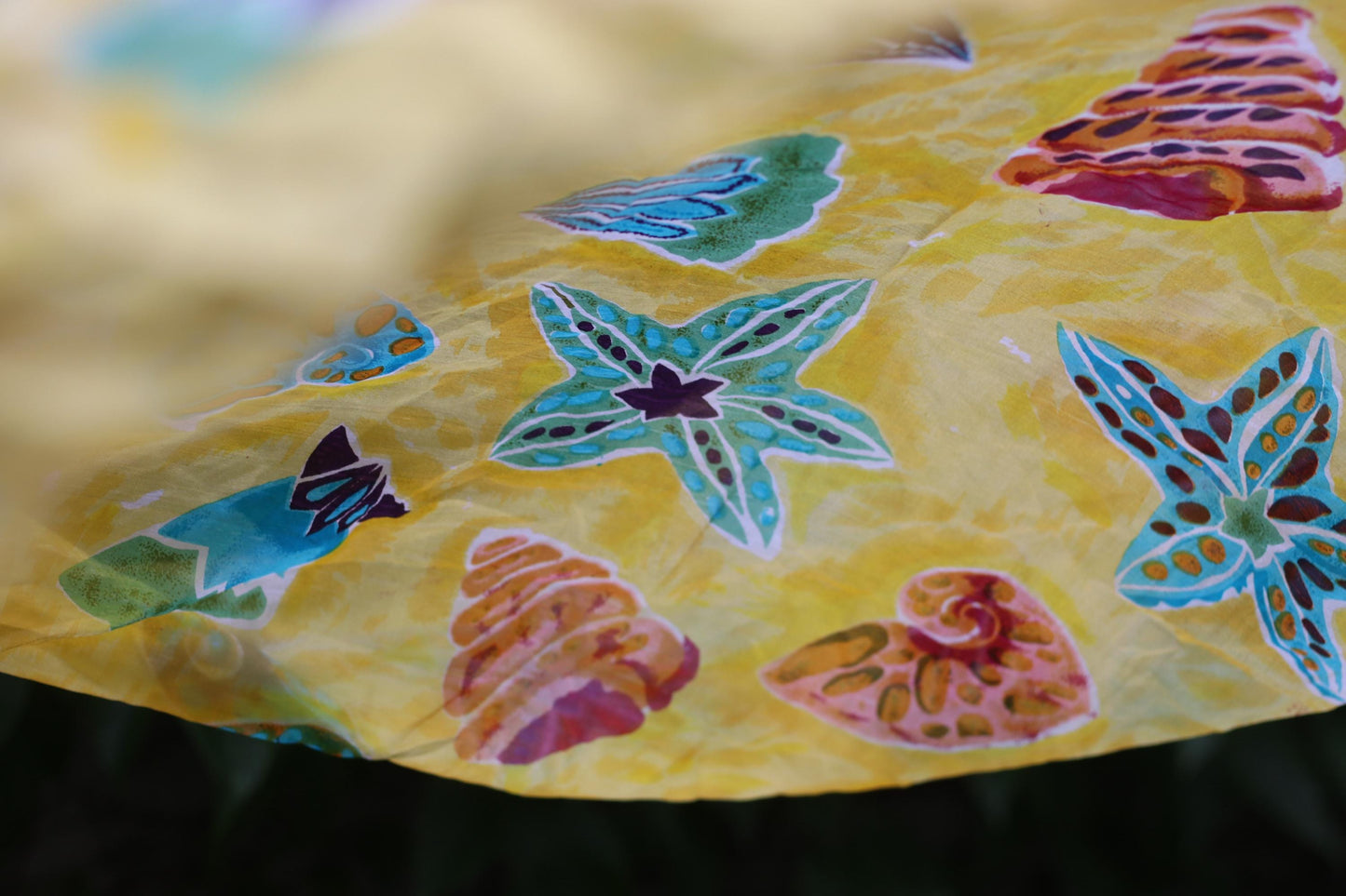 Vintage Silk Seashell Scarf | Yellow Ocean Print Foulard | Coastal Resort Wear | Lightweight Summer Beach Accessory