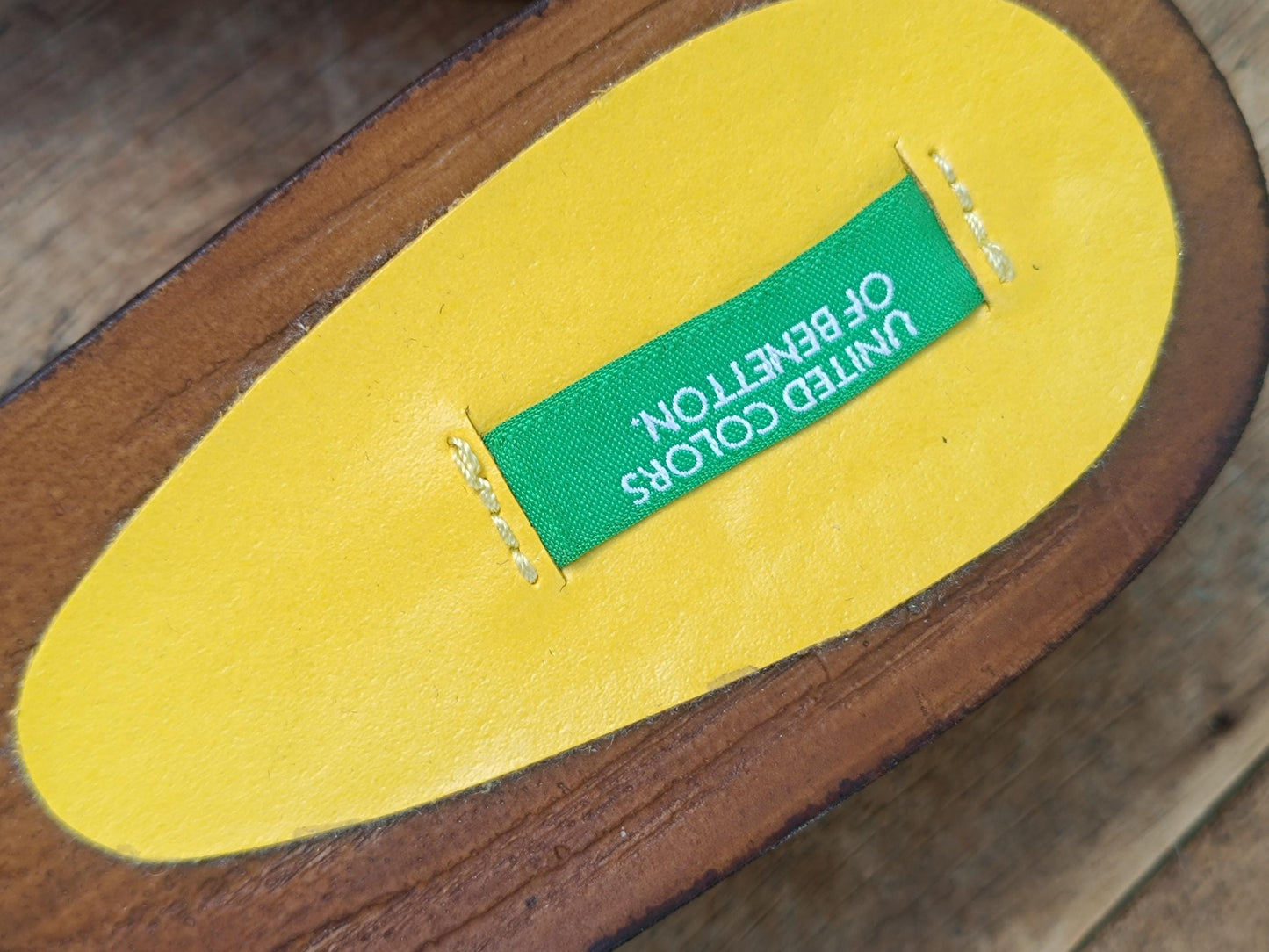 Y2K Benetton Leather Clogs: Vintage Yellow Platform Sandals EU38