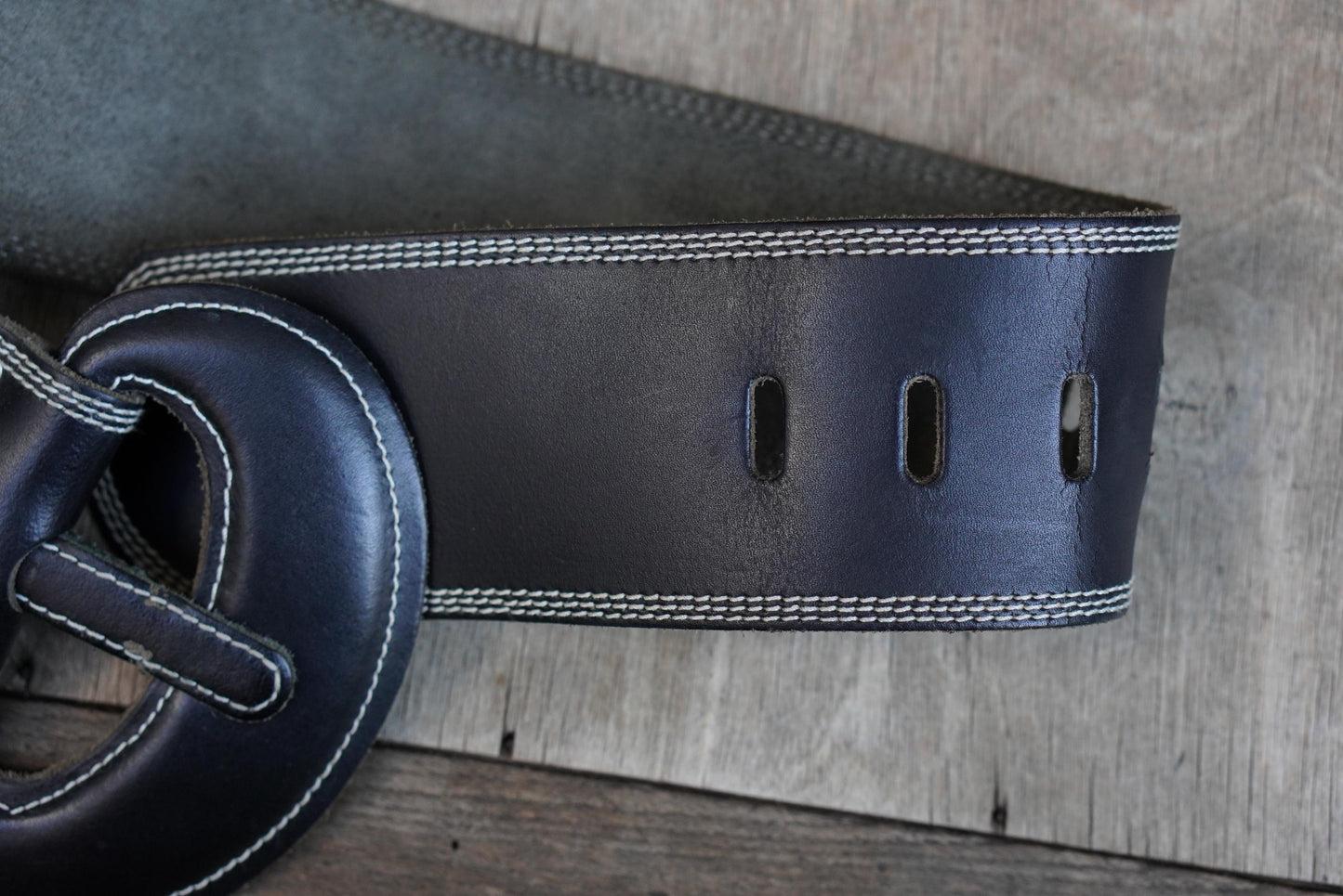 Y2K Wide Black Leather Cinch Belt: Oversized Buckle, White Stitch