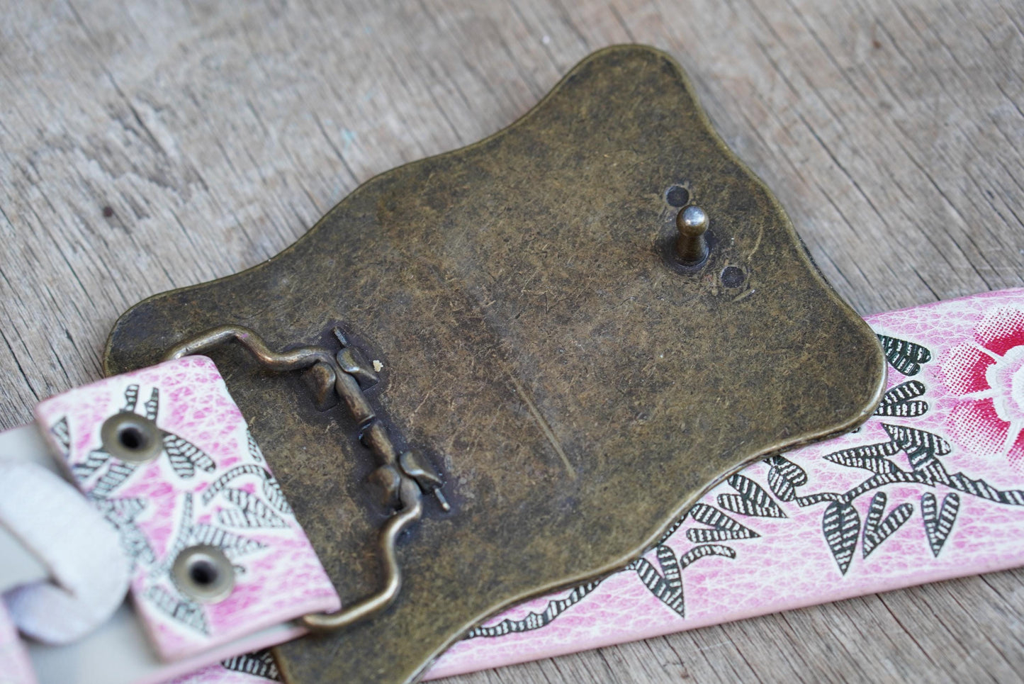 Y2K Floral Leather Belt: Hand Tooled Pink Boho Statement Belt
