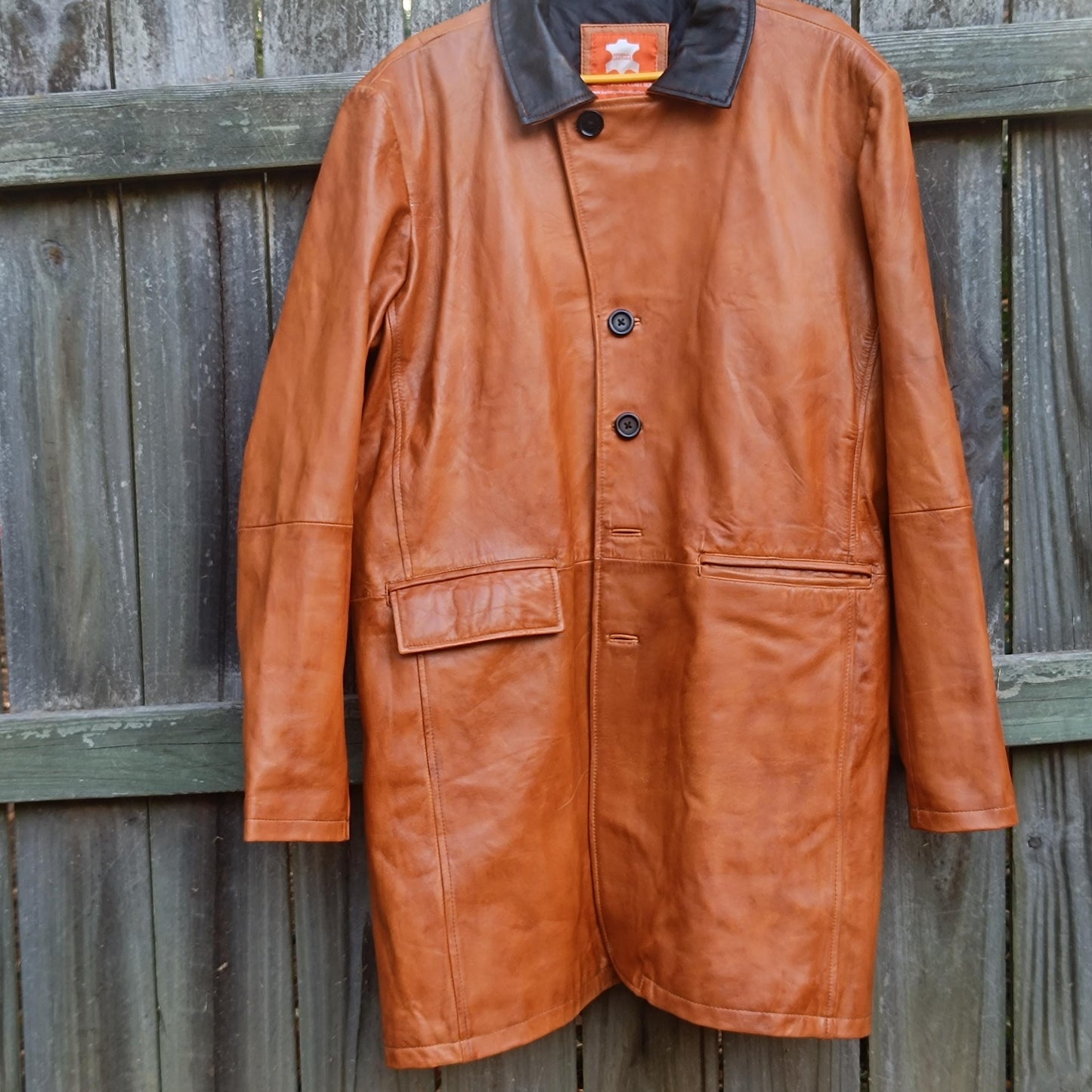 Vintage Tan Leather Coat Men Original Leather Collection 70s Style Jacket