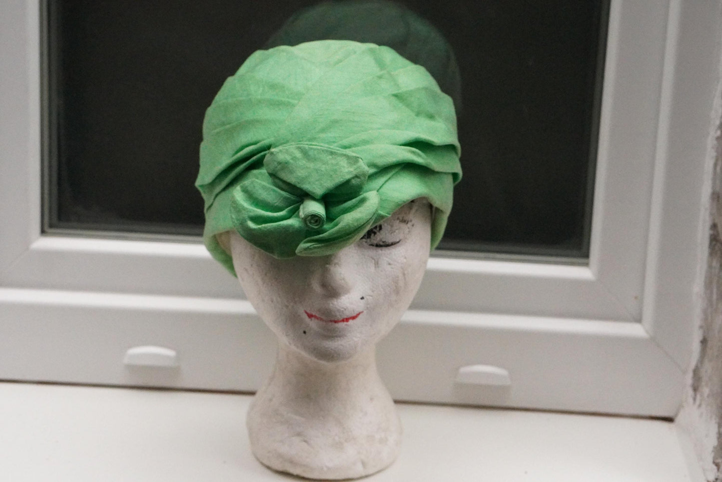 Vintage Green Turban Hat 1950s | Draped Headpiece Retro Statement