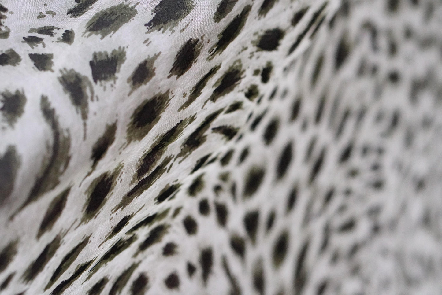 Silk Animal Print Scarf Vintage Green Leopard Pattern Square Neck Head Wrap 100% Silk