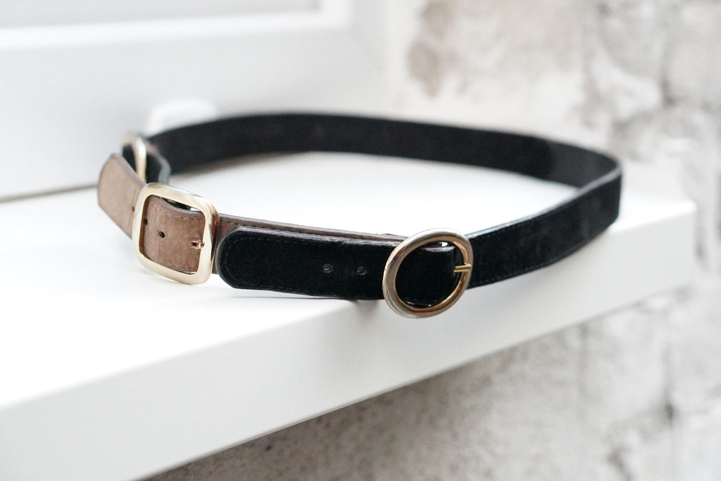 Doncaster Vintage Belt |Two Tone Leather Suede Gold Ring Buckle