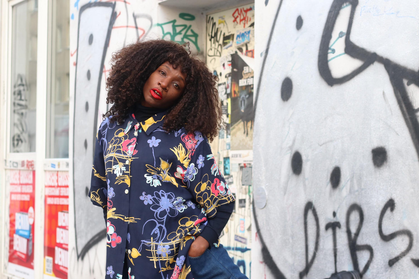 Vintage Floral Viscose Blouse| 90s Navy Abstract Print Short Sleeve Button Up Size XL