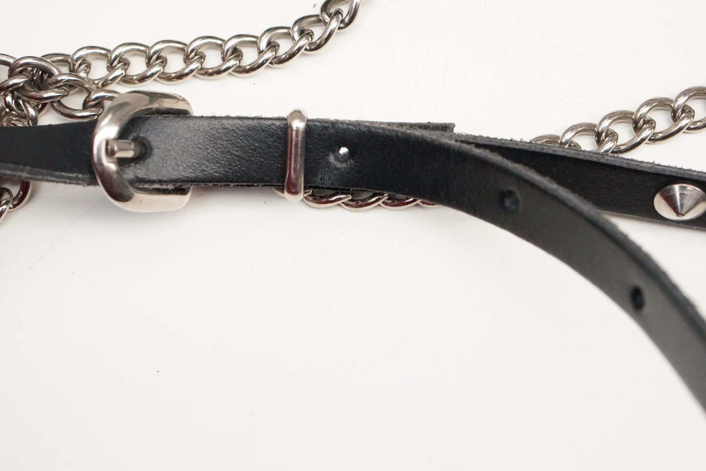 Vintage Studded Leather Chain Belt: 80s Punk Goth Rocker Waist Belt Tiered Accessory