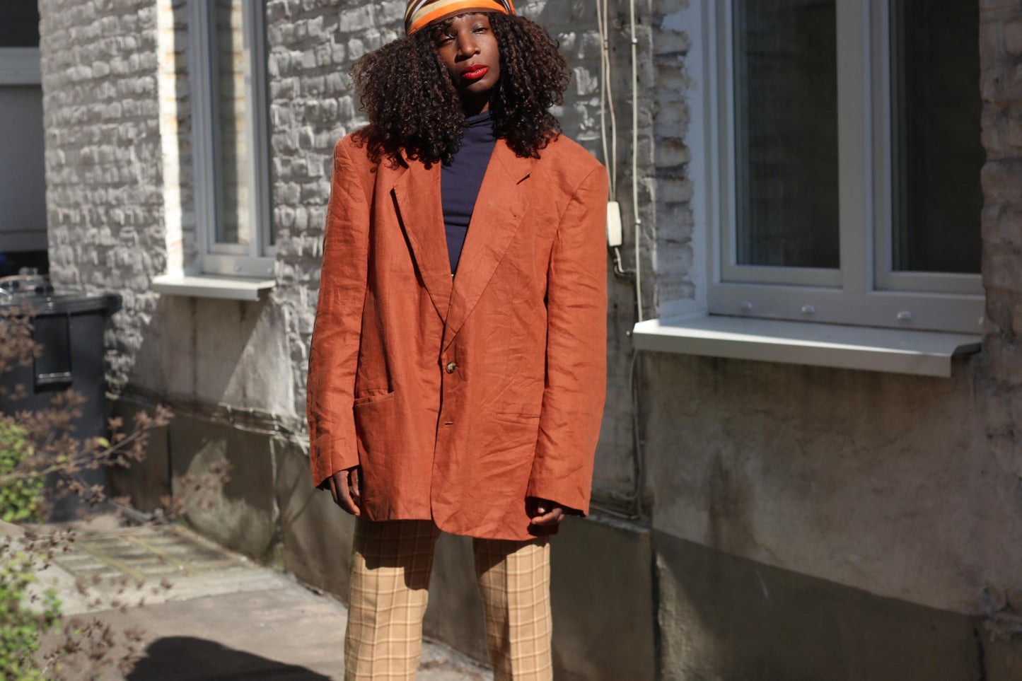 Vintage 100% Linen Blazer| Angelo Litrico Oversized XL Terracotta Orange Unisex Jacket