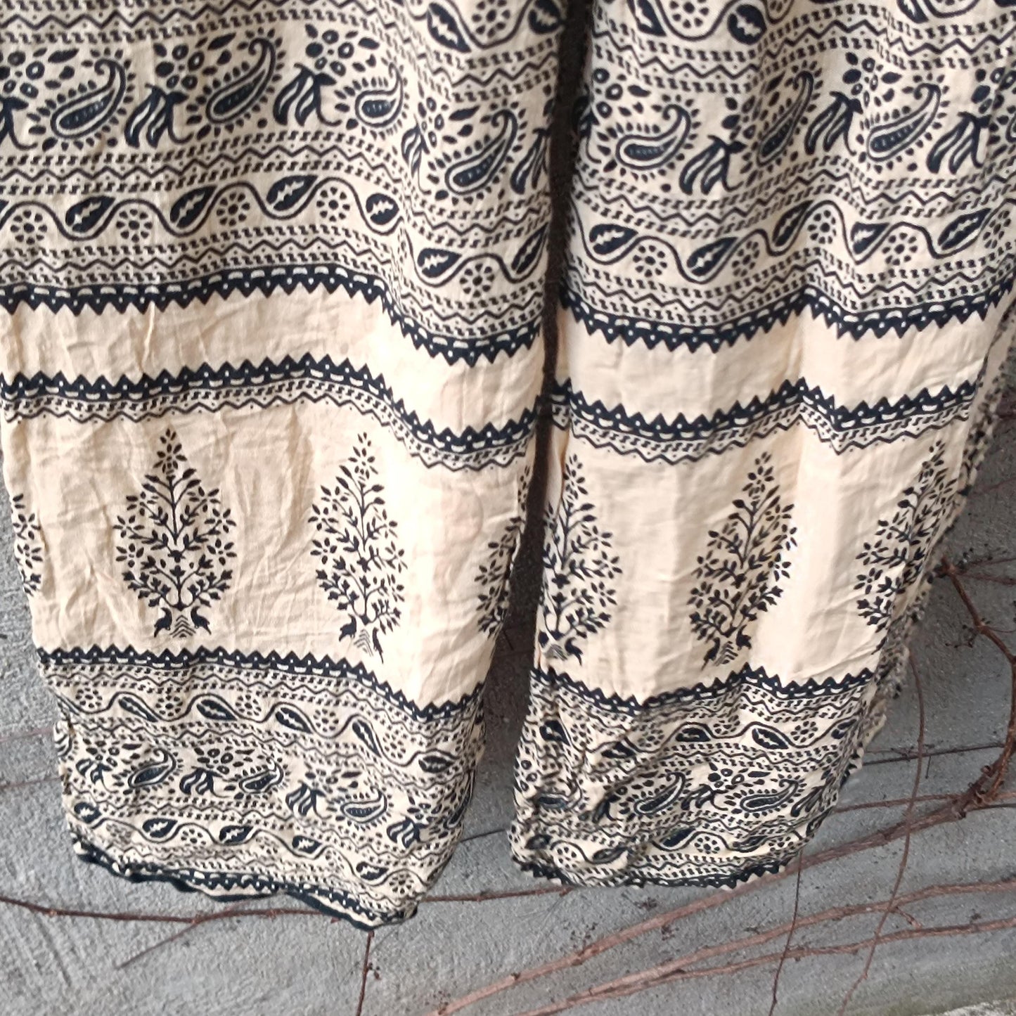 Vintage Boho Wide Leg Pants| 90s Paisley Print Hippie Trousers |High Waist Summer Beach