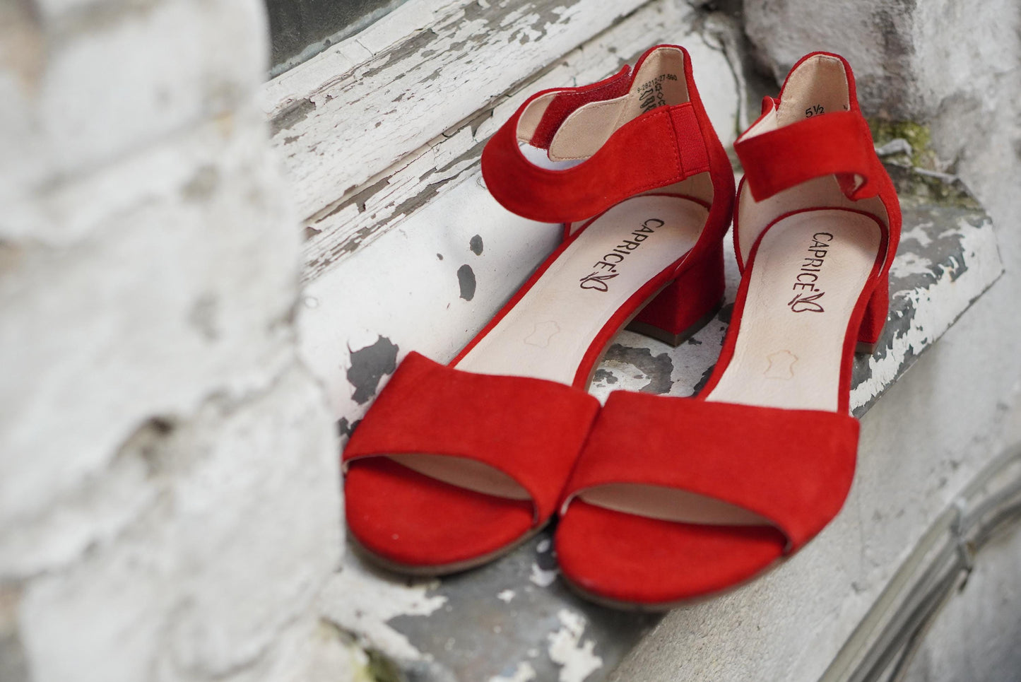 Vintage Red Suede Block Heel Sandals | Ankle Strap Open Toe Summer Shoes UK 5.5