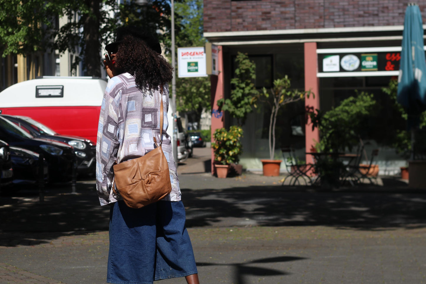 Vintage 90s Oversized Geometric Shirt Abstract Square Print Pastel Lilac XXL