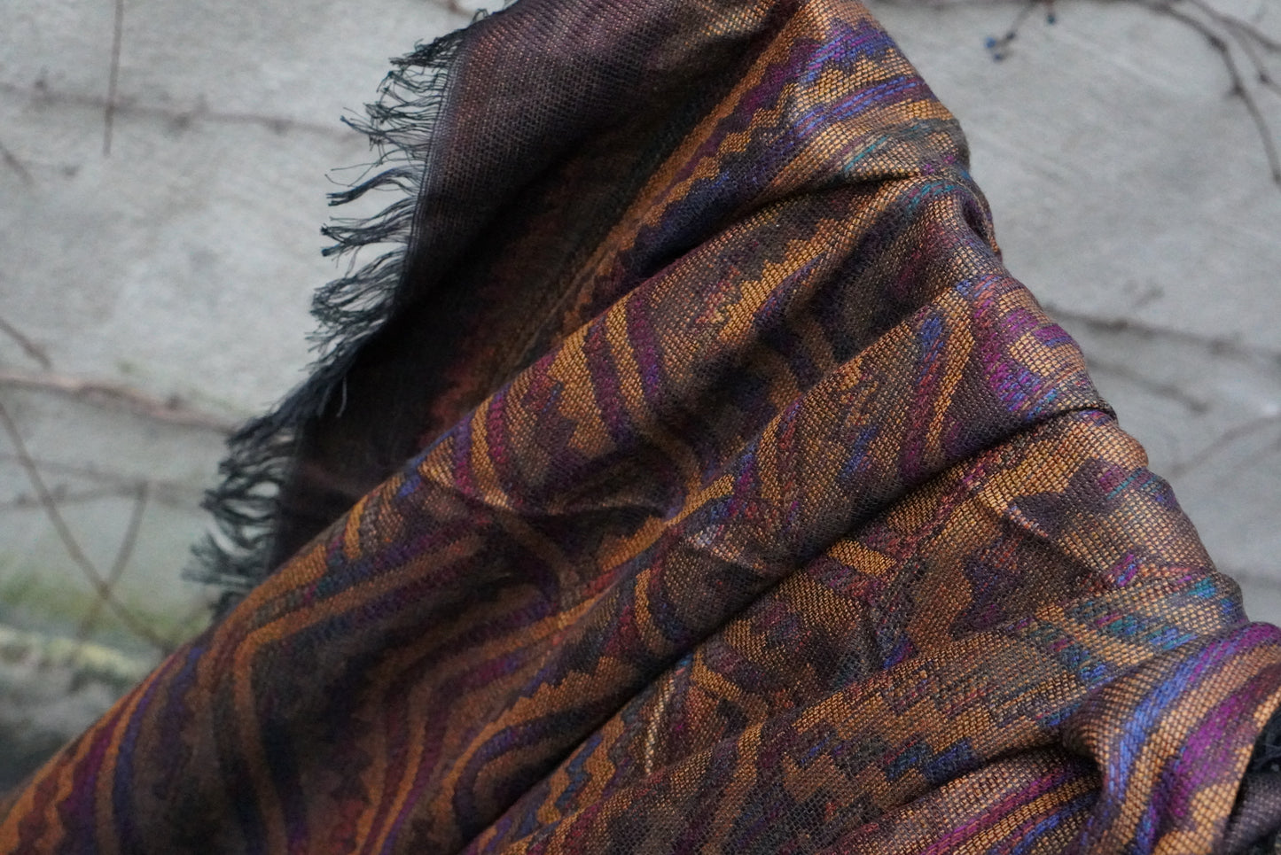 The Artisan Geometric Vintage Wrap in Copper & Plum