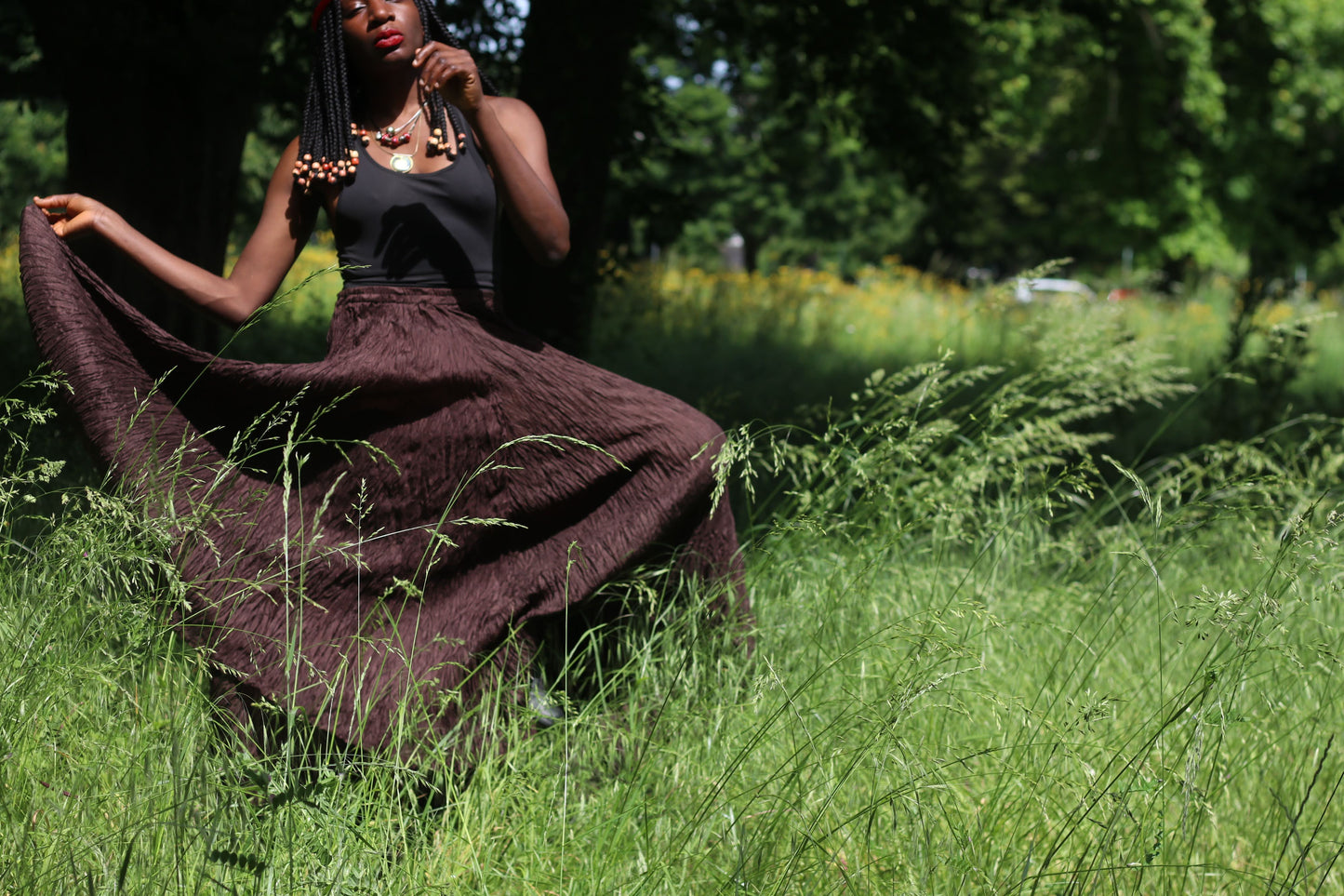 Vintage Cable Car Clothiers 100% Silk Crinkle Maxi Skirt