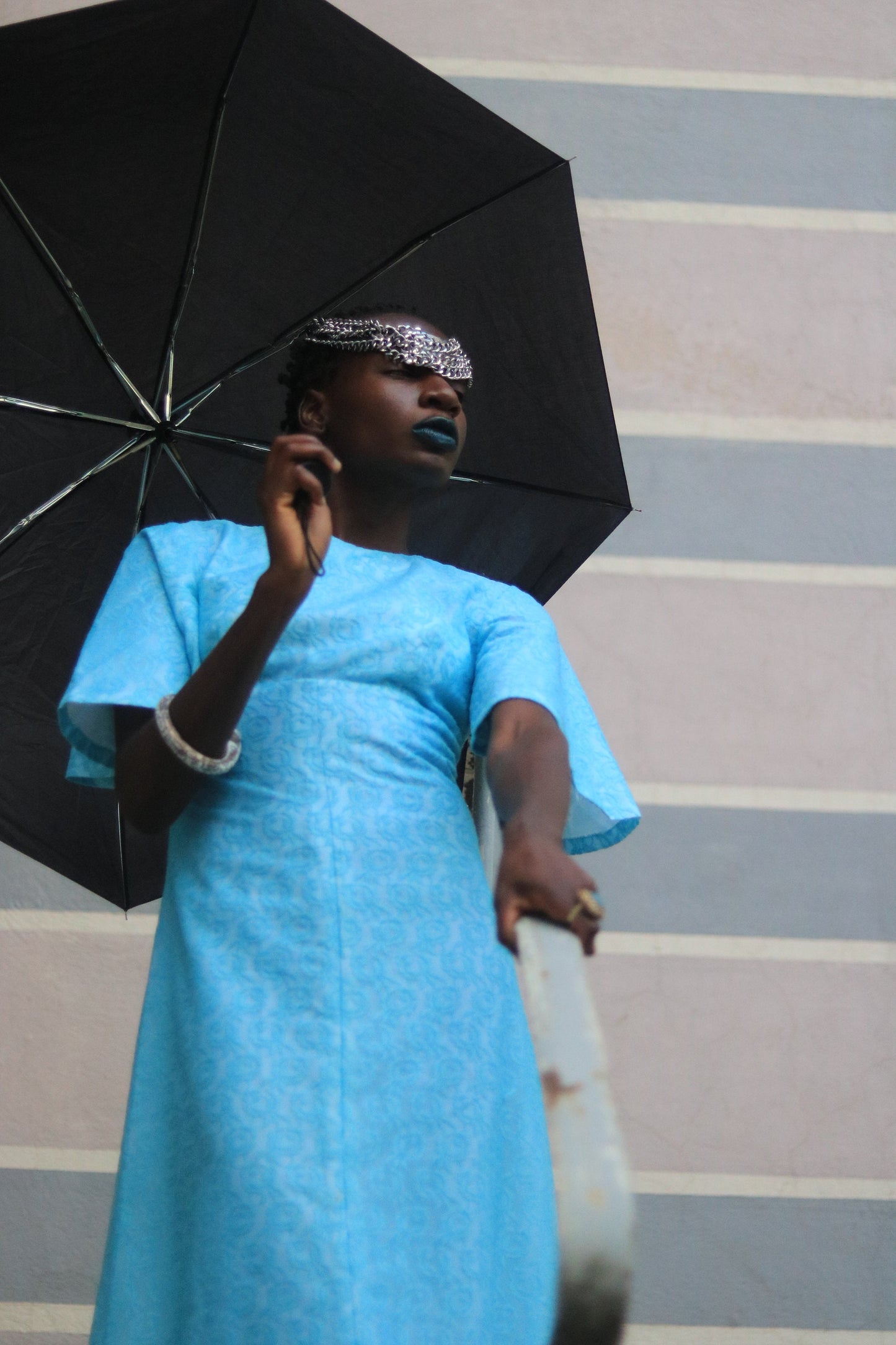 Vintage 70s Maxi Blue Lace Dress Bohochic Elegant Short Sleeved Retro Size Small XS