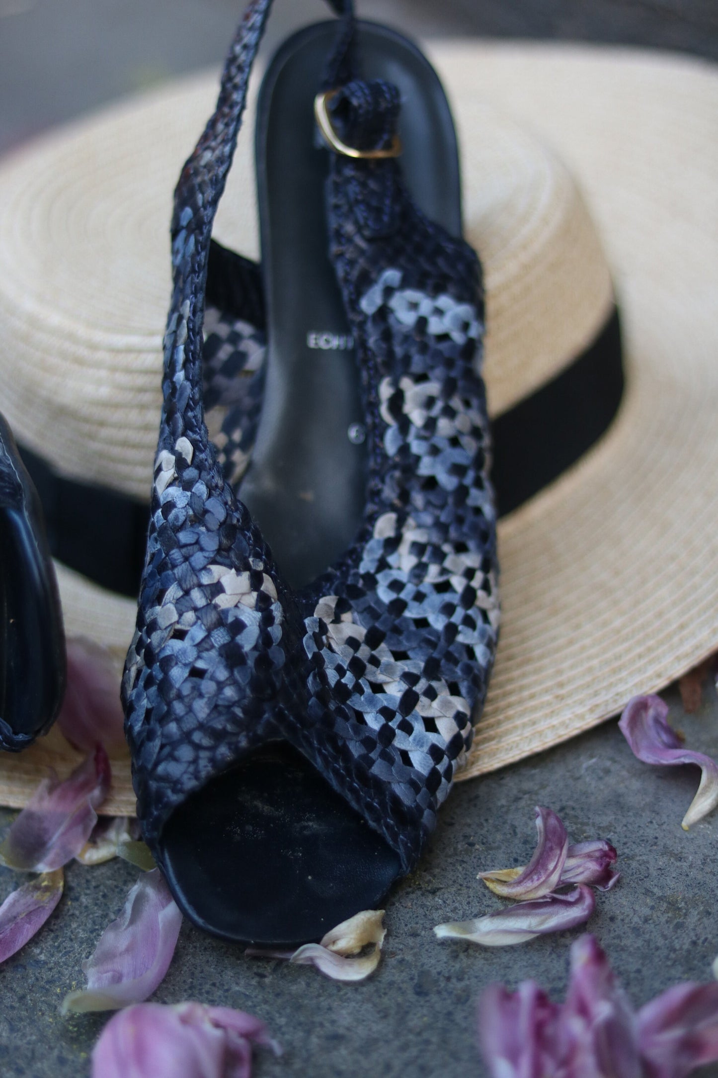 Vintage Ara Leather Woven Slingbacks in Blue Size 6