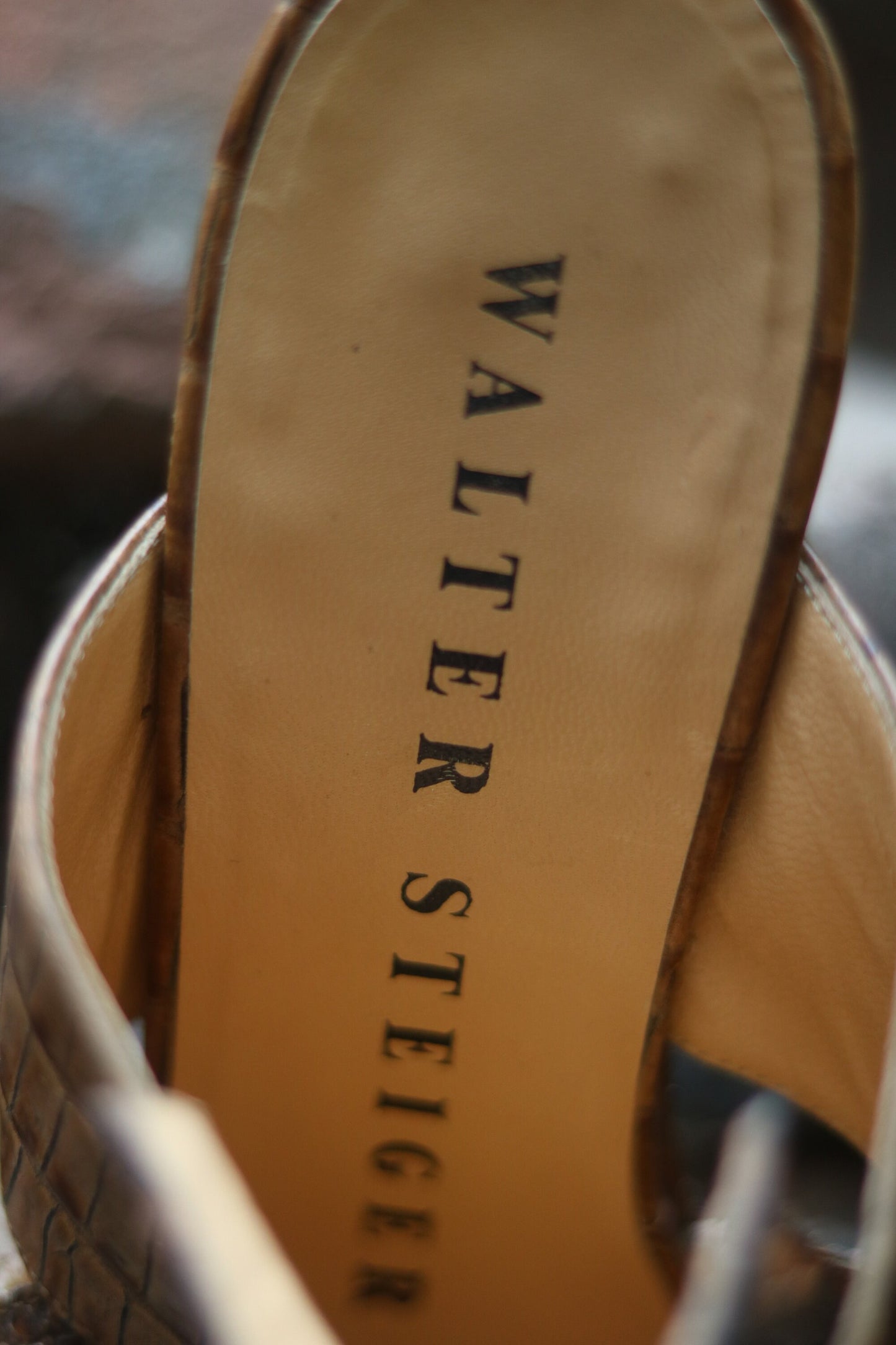 Vintage 90s Walter Steiger Faux Python Mules Size 37 Slip in Glamorous shoes